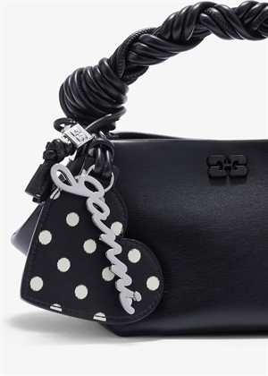 Bou heart mirror bag charm printed Sort B3010036 Ganni 